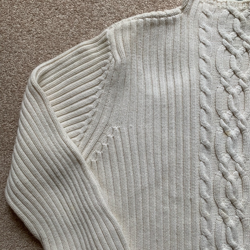 Ivory mock-neck cable knit sweater - Picture 3 of 7